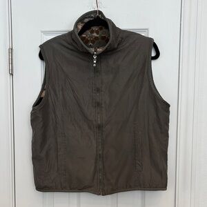 Fu Da Sport Reversible Fair Isle Snowflake‎ Pattern Fleece/Olive Silk Vest